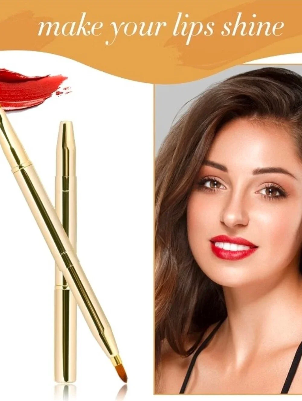 Gold Retractable Dual Sided Lip Brush- Pointed & Rounded Tips BNIB